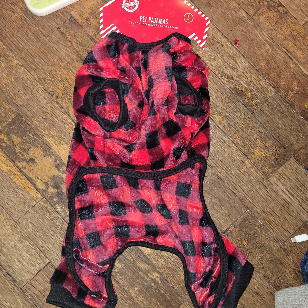 Red and Black Plaid Dog Christmas Pajamas Outfit